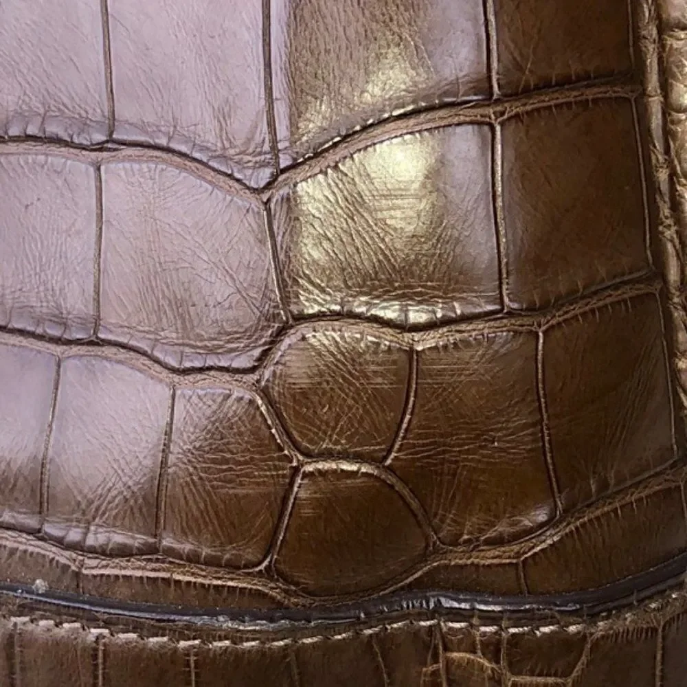 Ralph Lauren Collection Made in Italy Brown Alligator Soft Side Hobo Hand Bag